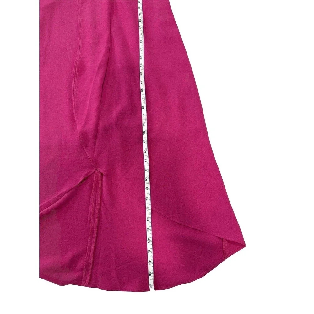 Adrianna Papell Bright Pink Midi Dress 8 Sleeveless Overlay Lace Strap Cocktail - Picture 7 of 10
